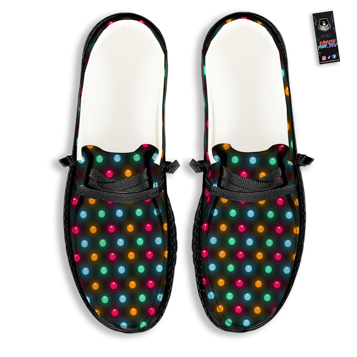 Polka Dot Light Print Black Loafers-grizzshop
