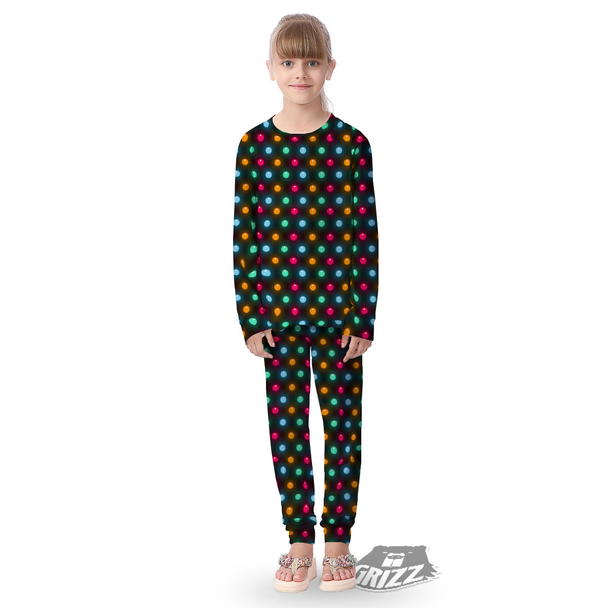 Polka Dot Light Print Kid's Pajamas-grizzshop