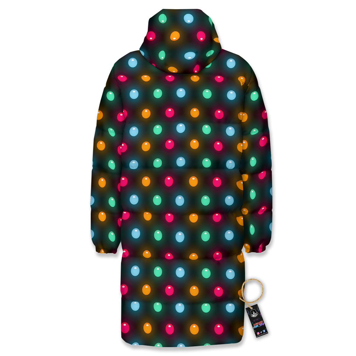 Polka Dot Light Print Long Down Jacket-grizzshop