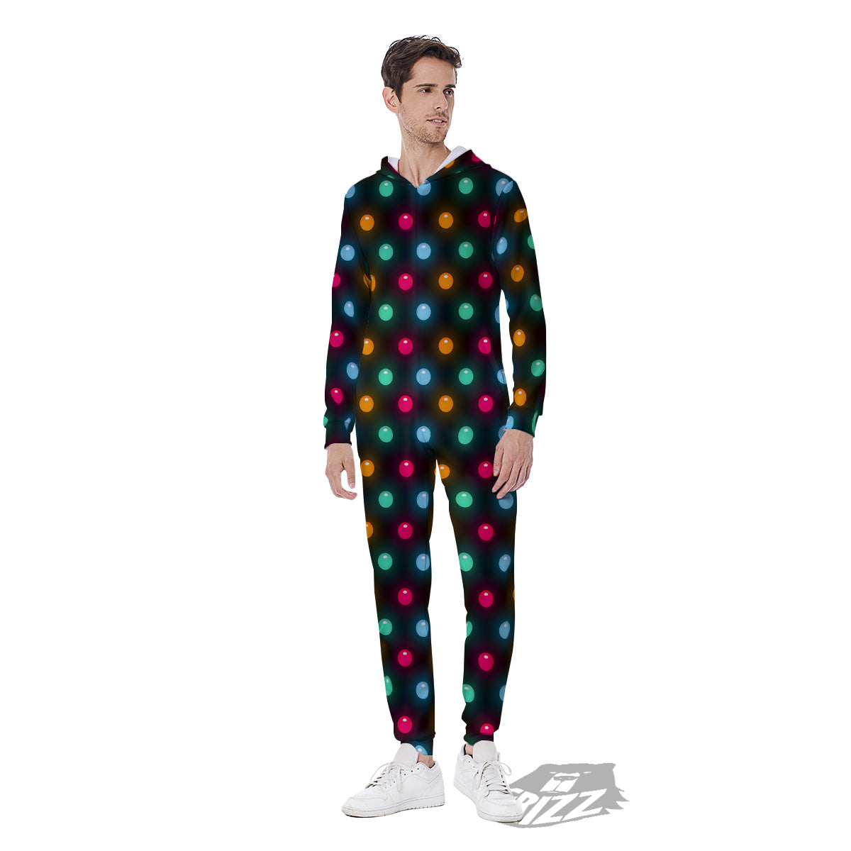 Polka Dot Light Print Men's Jumpsuit-grizzshop