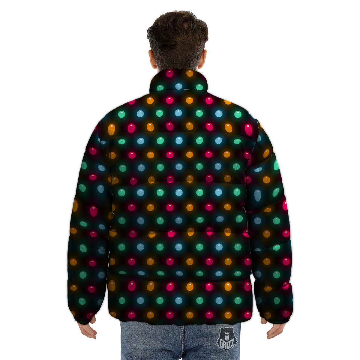 Polka Dot Light Print Puffer Jacket-grizzshop