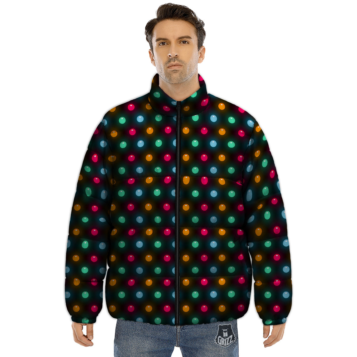 Polka Dot Light Print Puffer Jacket-grizzshop