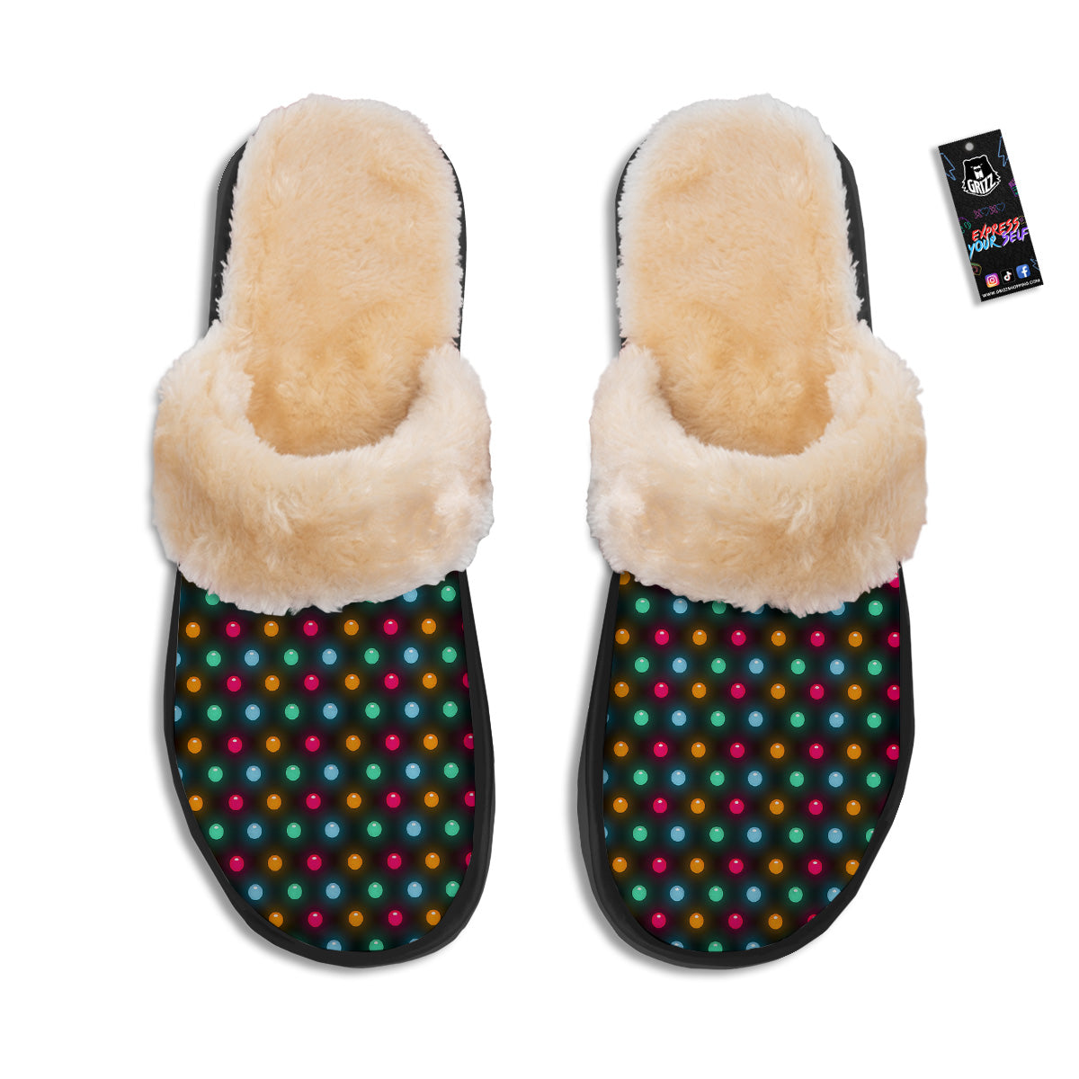 Polka Dot Light Print Slippers-grizzshop