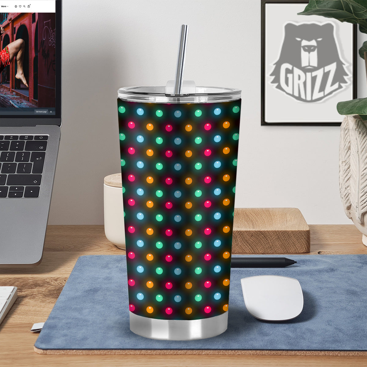 Polka Dot Light Print Tumbler-grizzshop