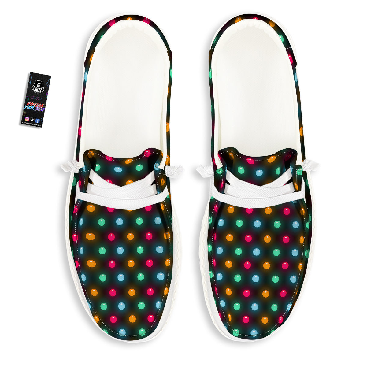 Polka Dot Light Print White Loafers-grizzshop