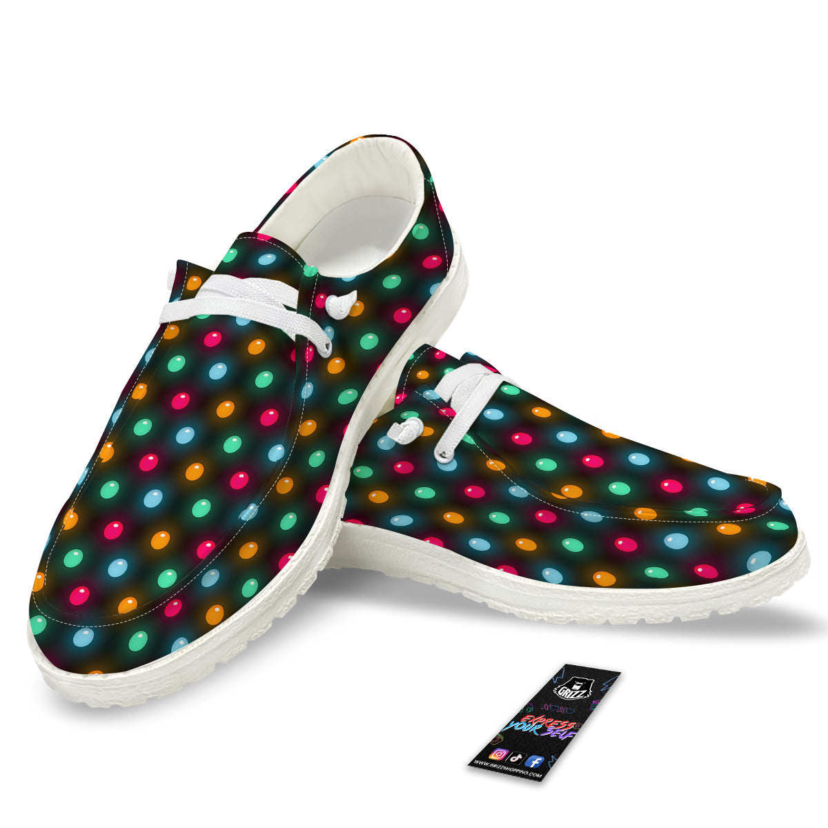 Polka Dot Light Print White Loafers-grizzshop