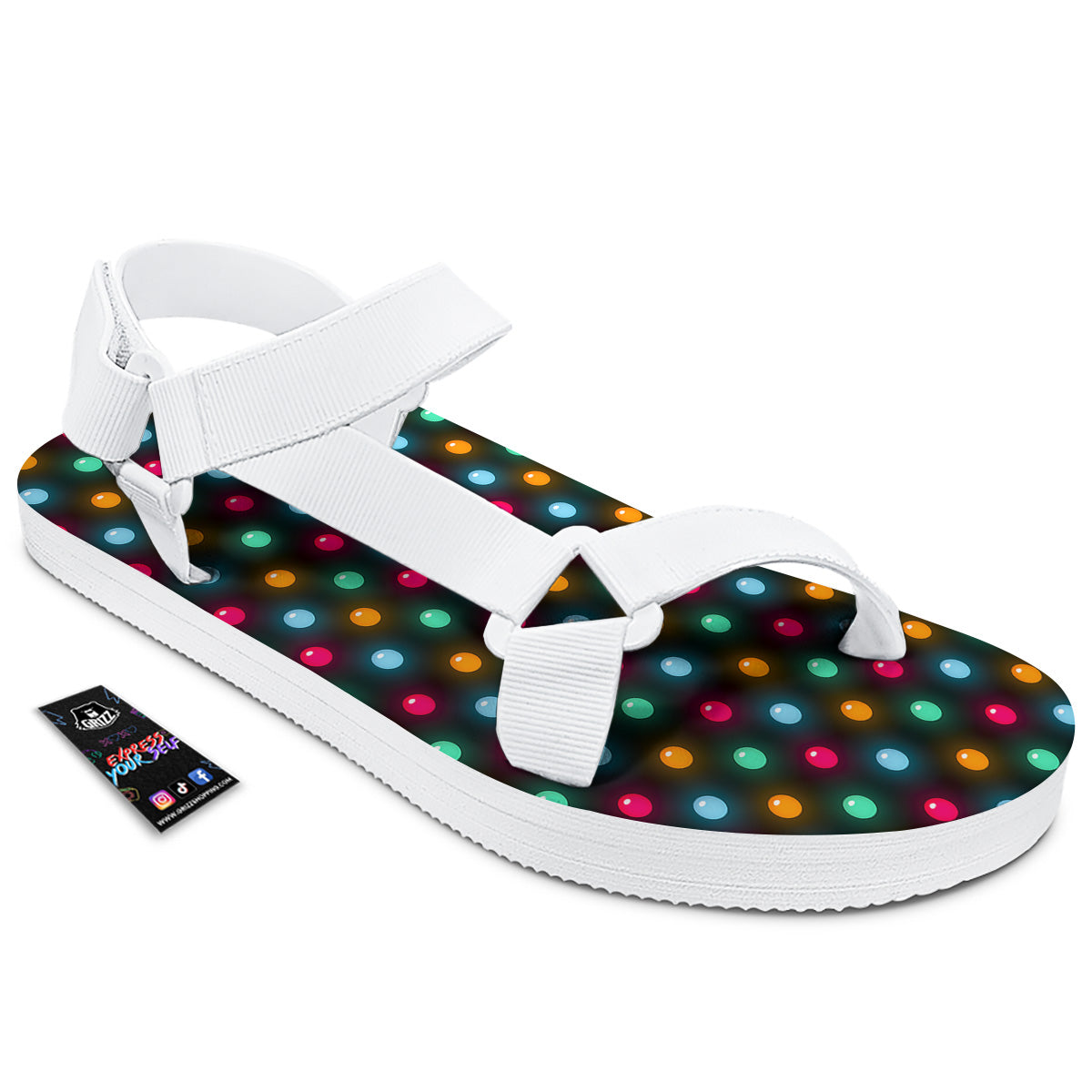 Polka Dot Light Print White Open Toe Sandals-grizzshop