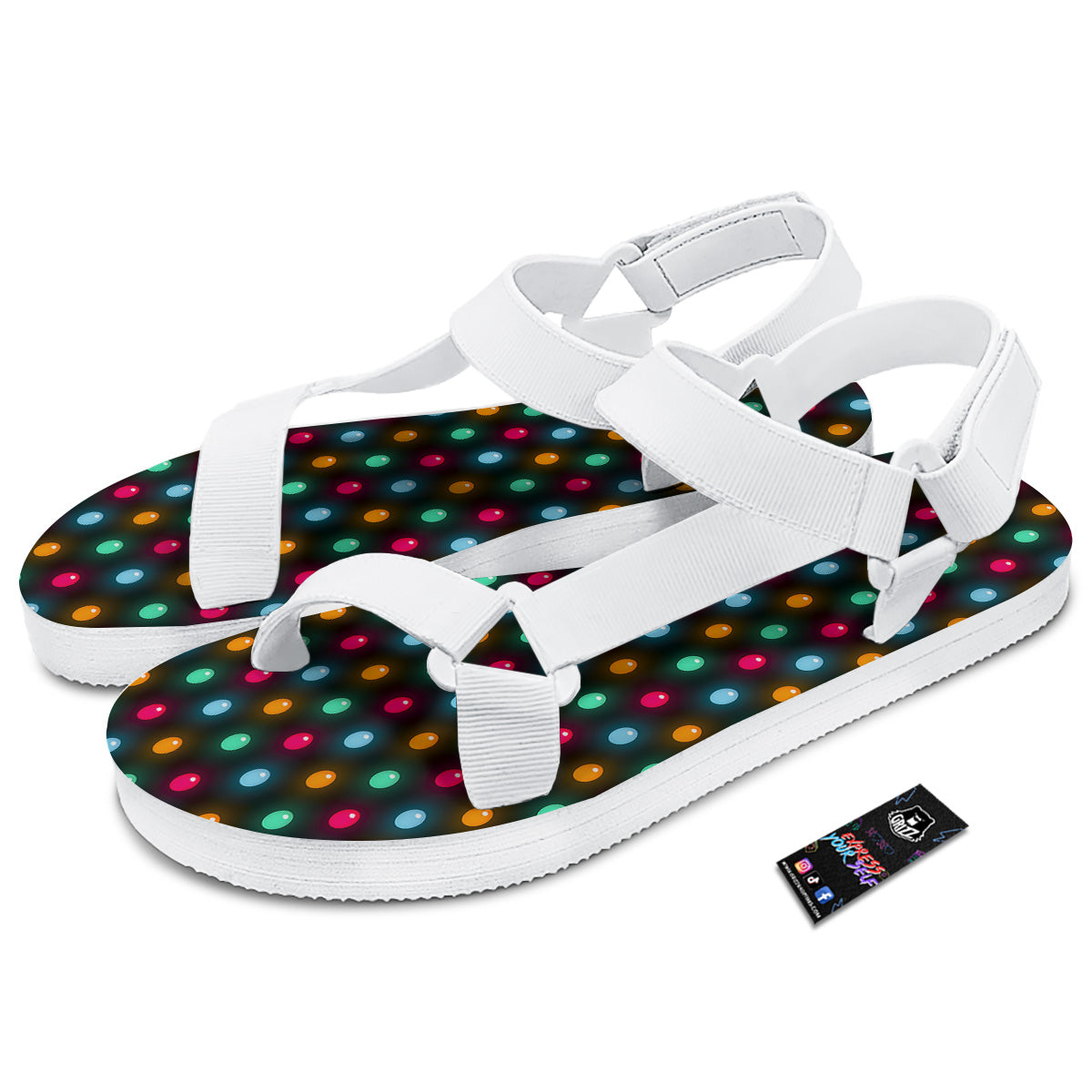 Polka Dot Light Print White Open Toe Sandals-grizzshop