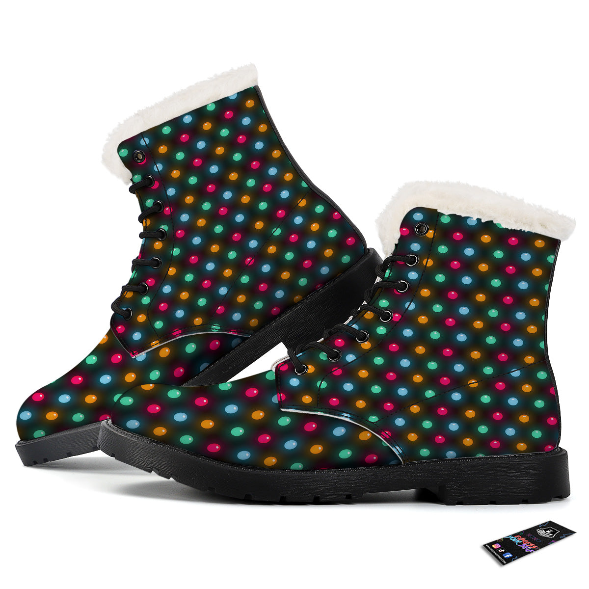 Polka Dot Light Print Winter Boots-grizzshop