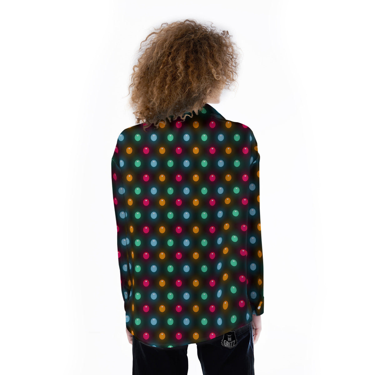 Polka Dot Light Print Women's Long Sleeve Shirts-grizzshop