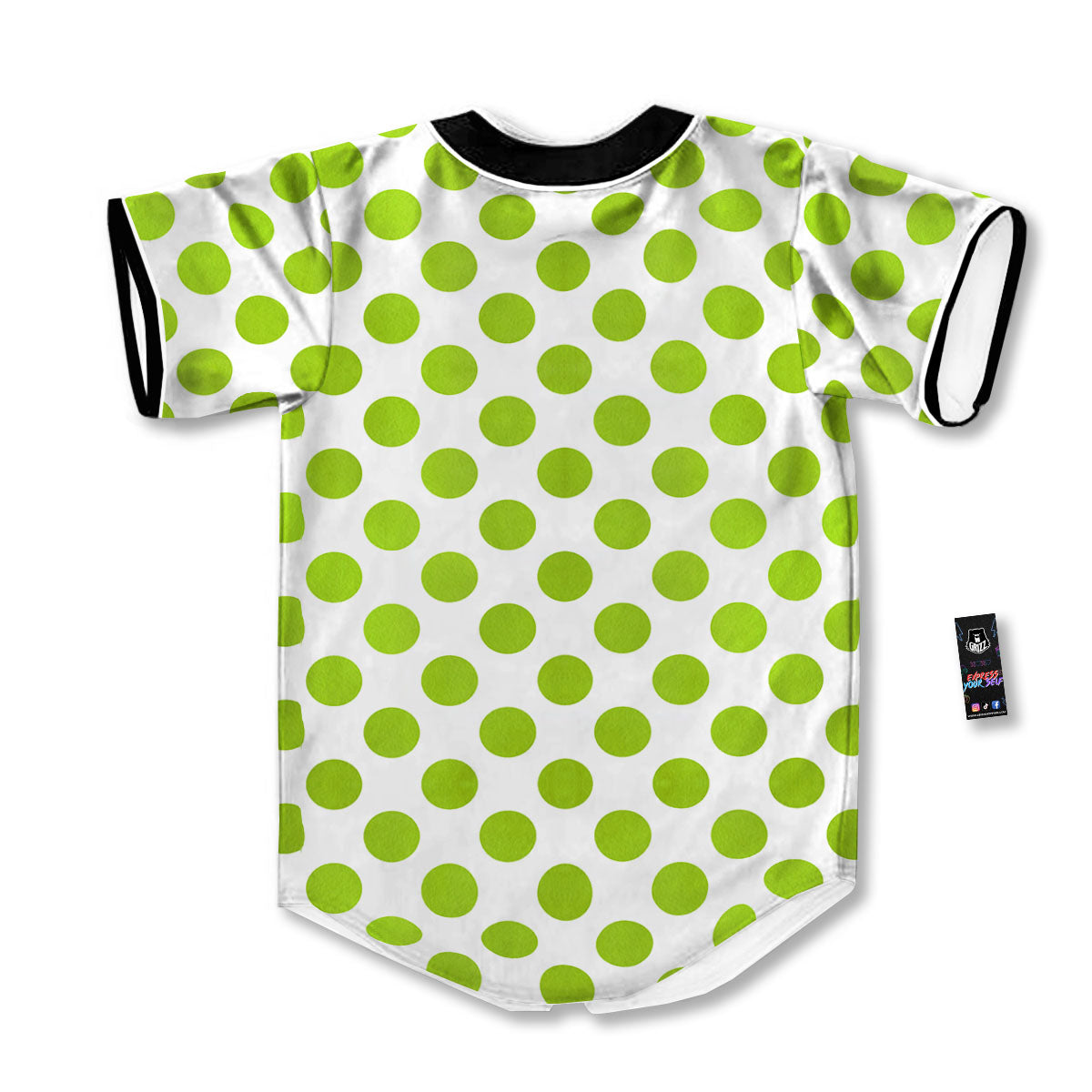 Polka Dot Lime Green And White Print Baseball Jersey-grizzshop