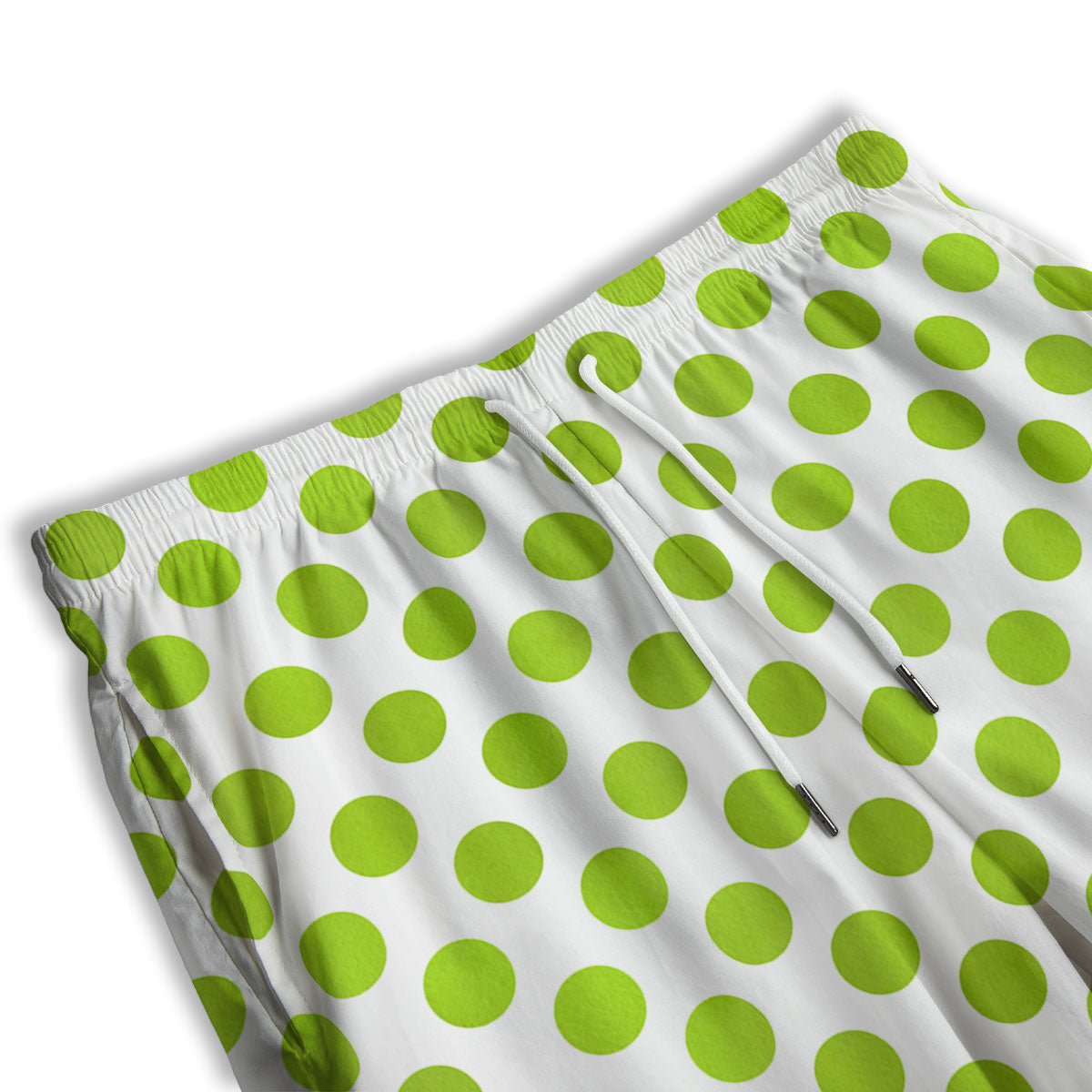 Polka Dot Lime Green And White Print Men's Athletic Shorts