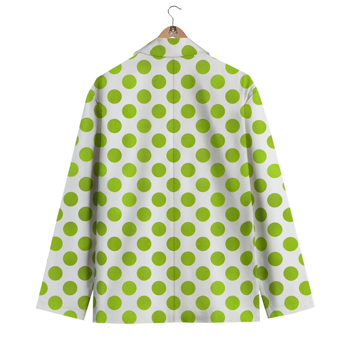 Polka Dot Lime Green And White Print Men's Blazer-grizzshop
