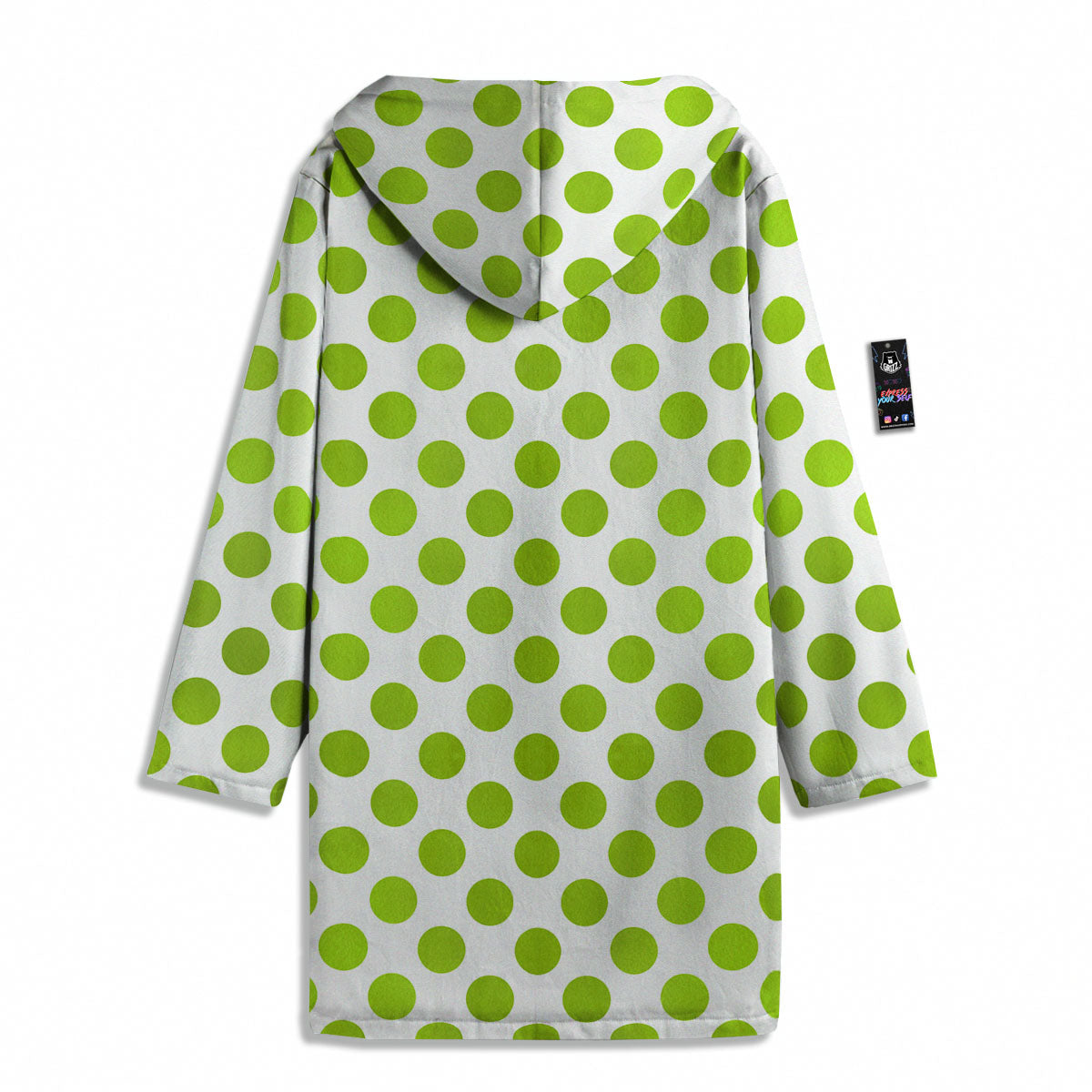 Polka Dot Lime Green And White Print Men's Windbreaker Jacket-grizzshop