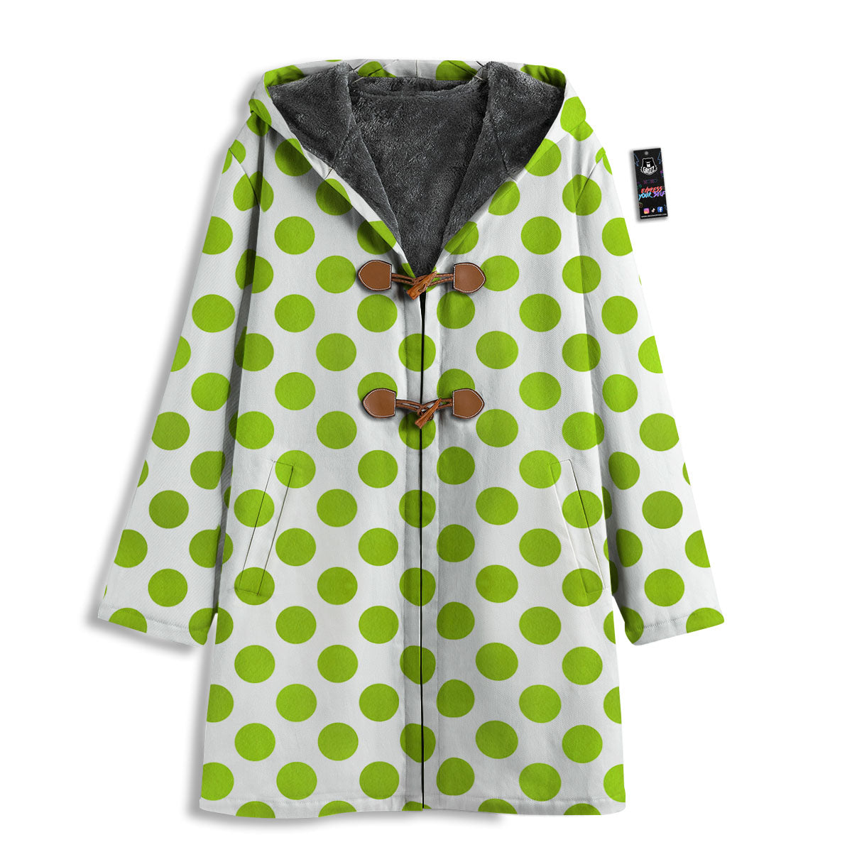 Polka Dot Lime Green And White Print Men's Windbreaker Jacket-grizzshop