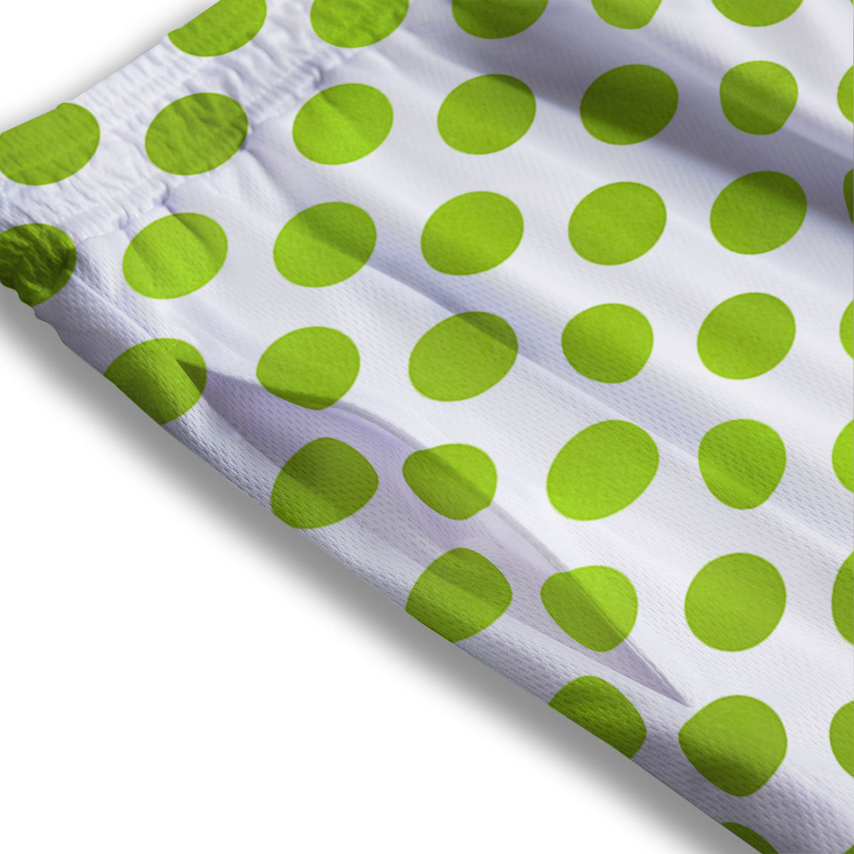 Polka Dot Lime Green And White Print Mesh Shorts