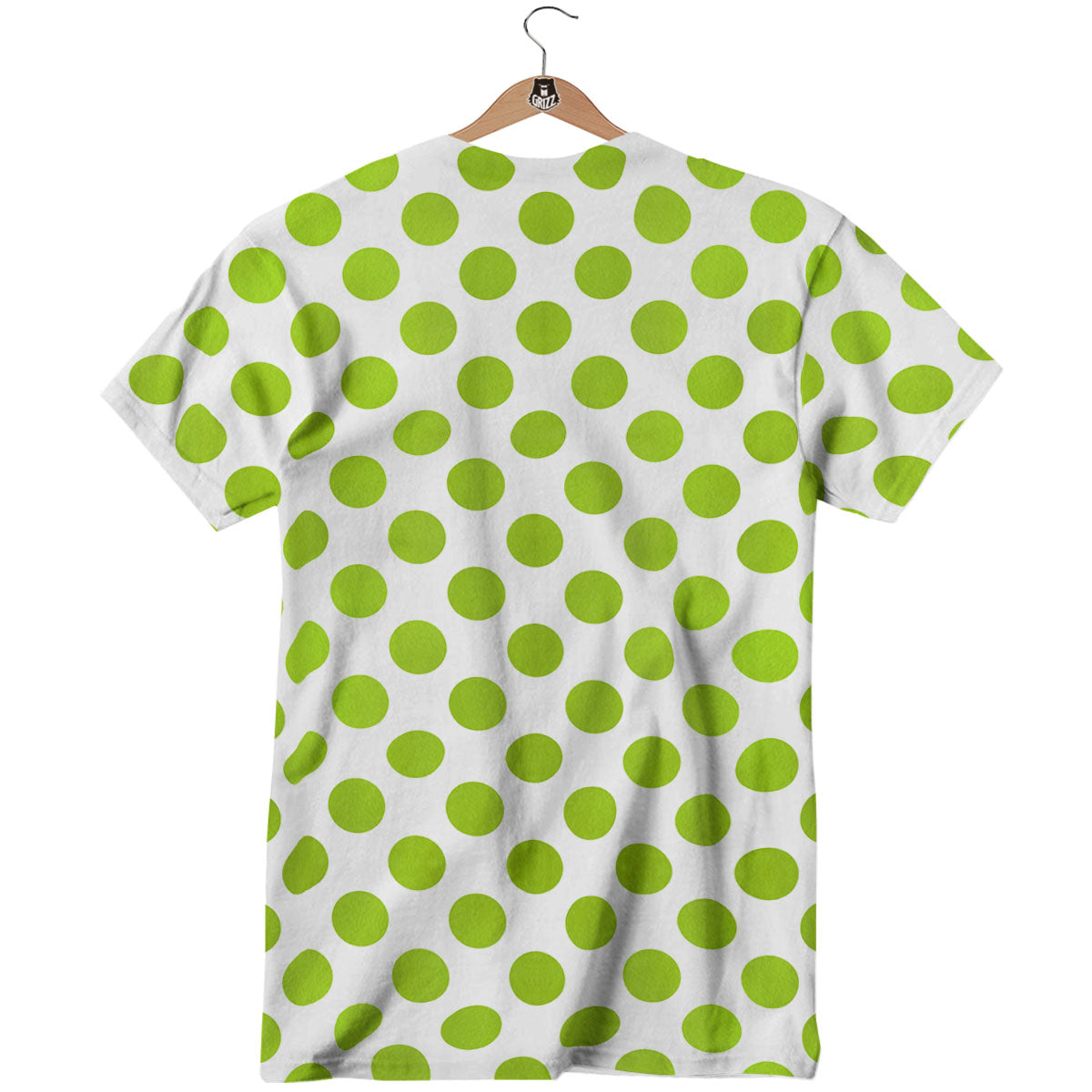 Polka Dot Lime Green And White Print T-Shirt-grizzshop