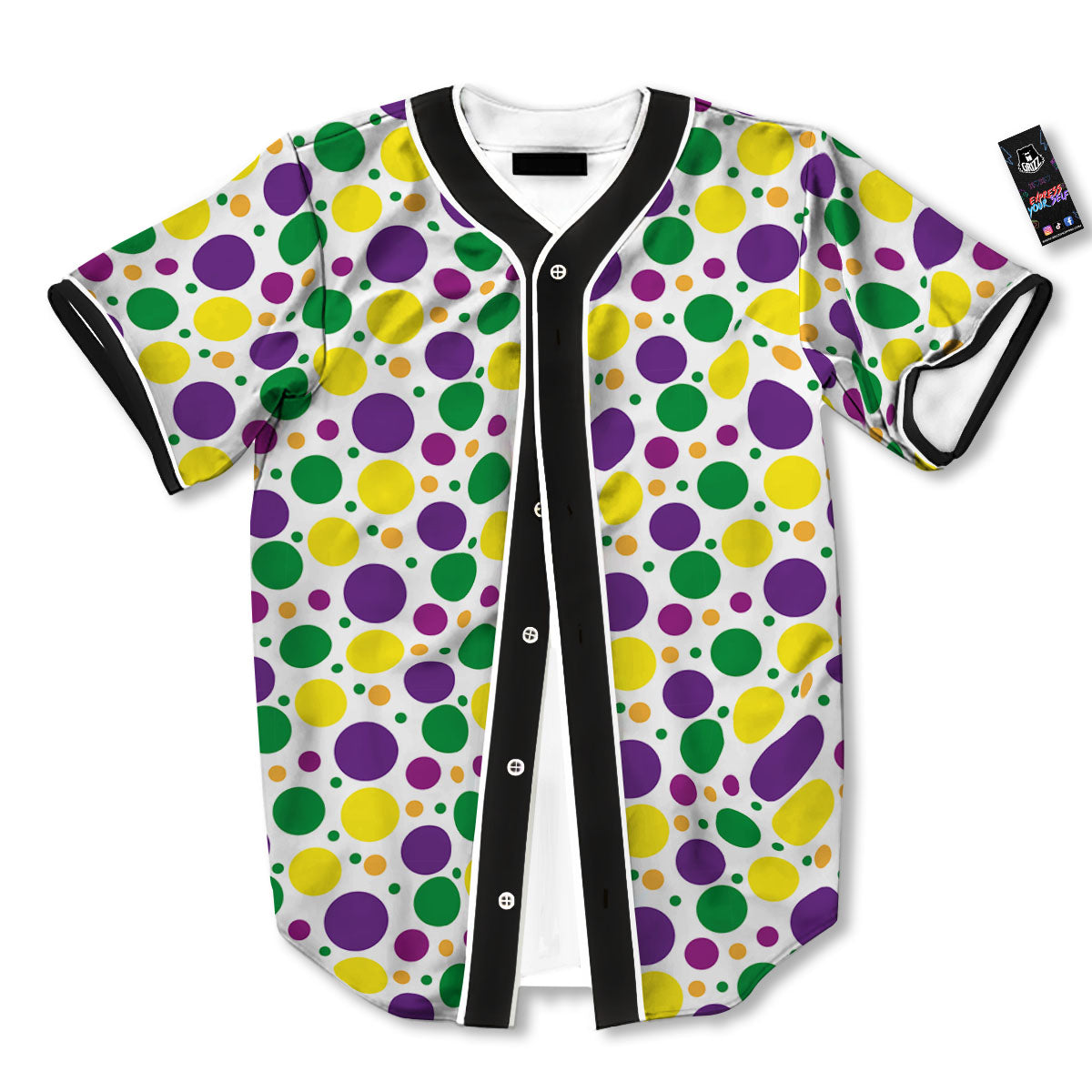 Polka Dot Mardi Gras Print Pattern Baseball Jersey-grizzshop