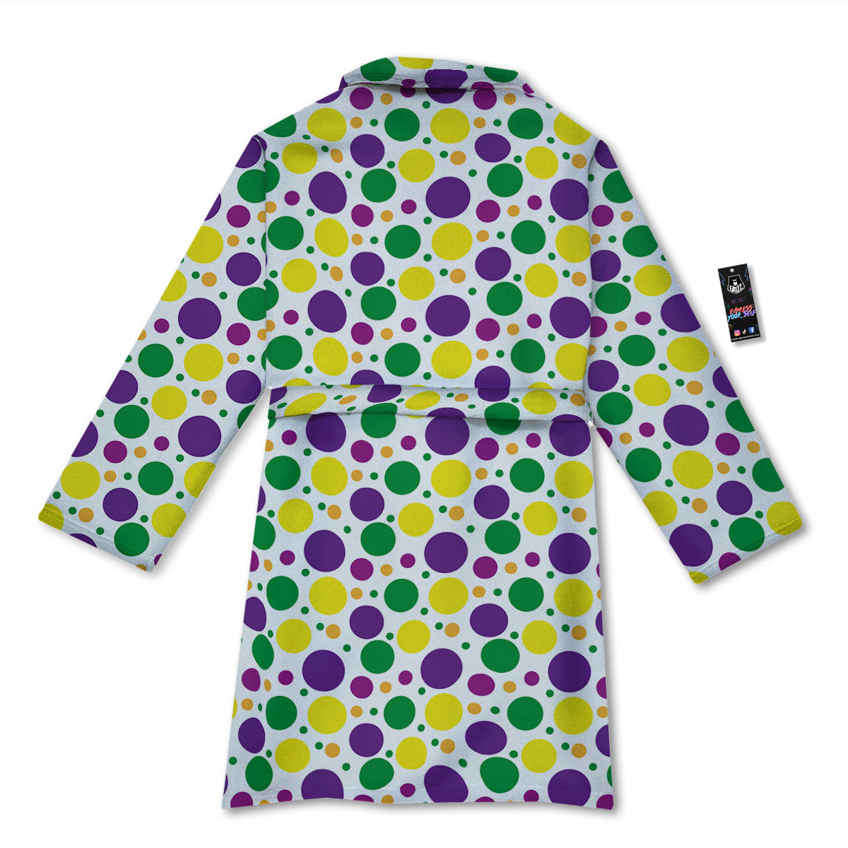 Polka Dot Mardi Gras Print Pattern Bathrobe-grizzshop