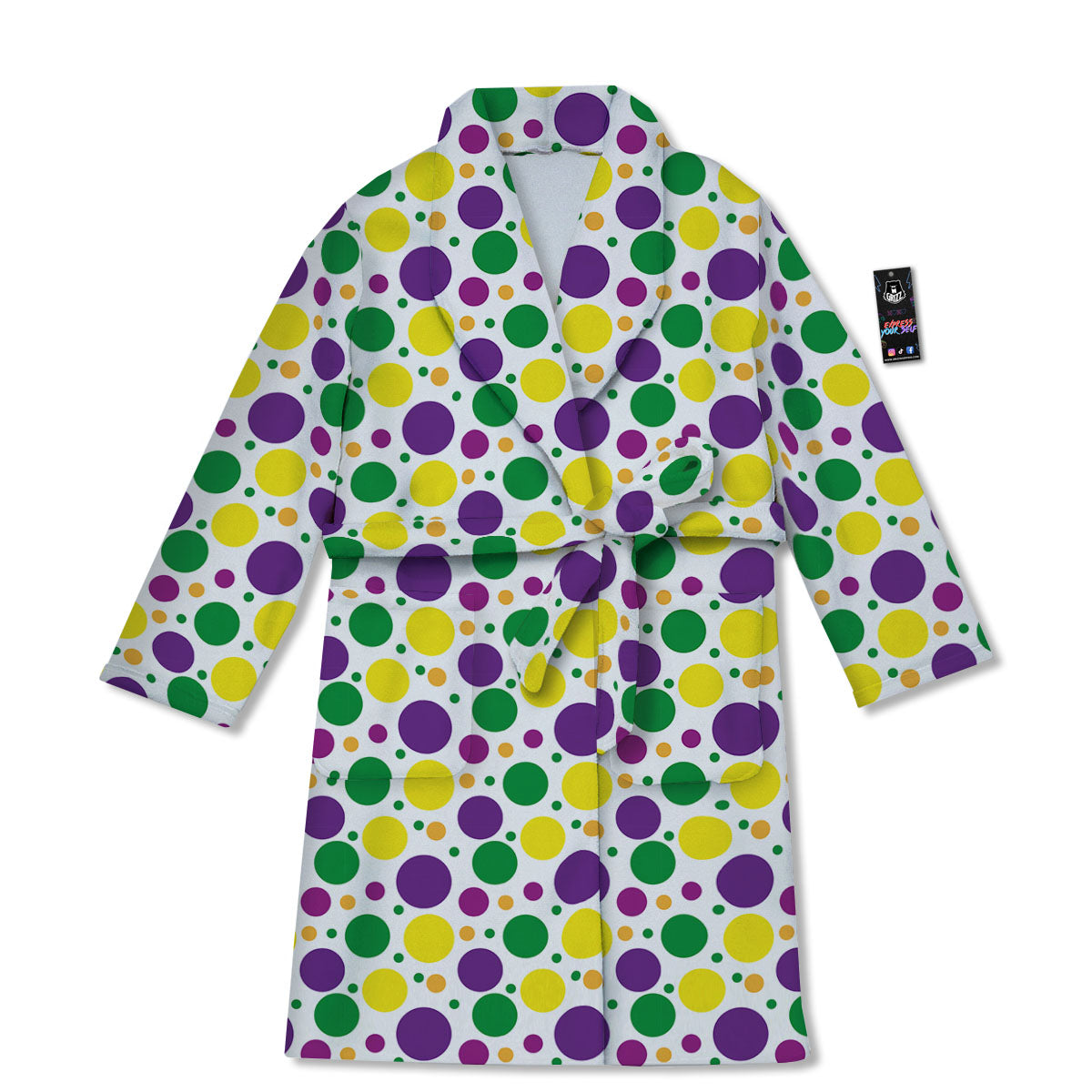 Polka Dot Mardi Gras Print Pattern Bathrobe-grizzshop