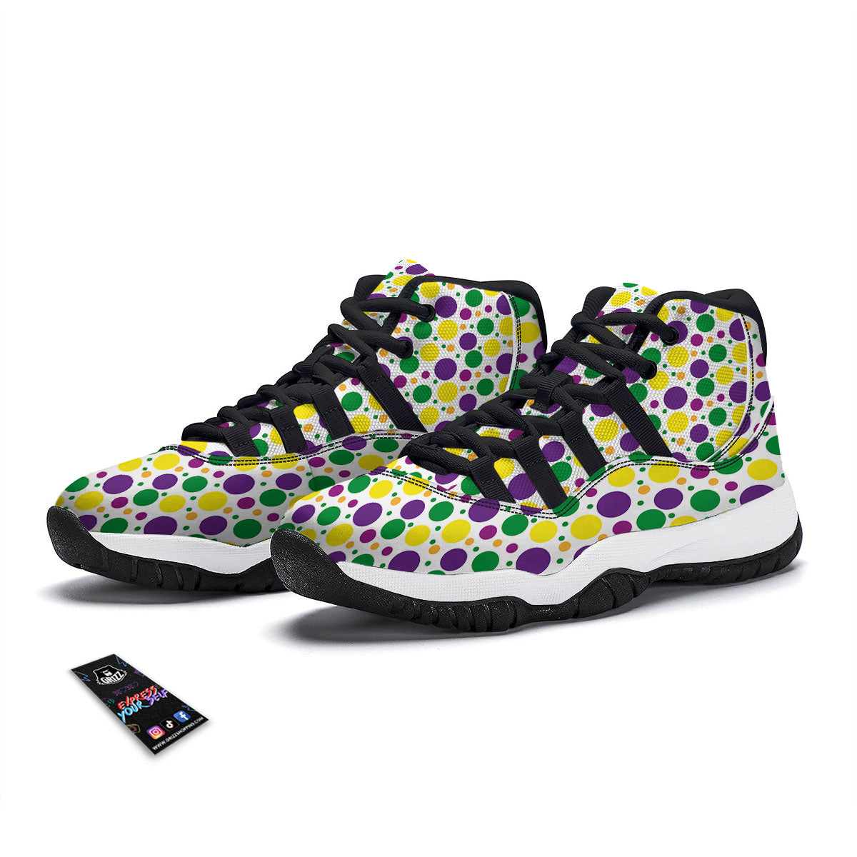 Polka Dot Mardi Gras Print Pattern Black Bball Shoes-grizzshop