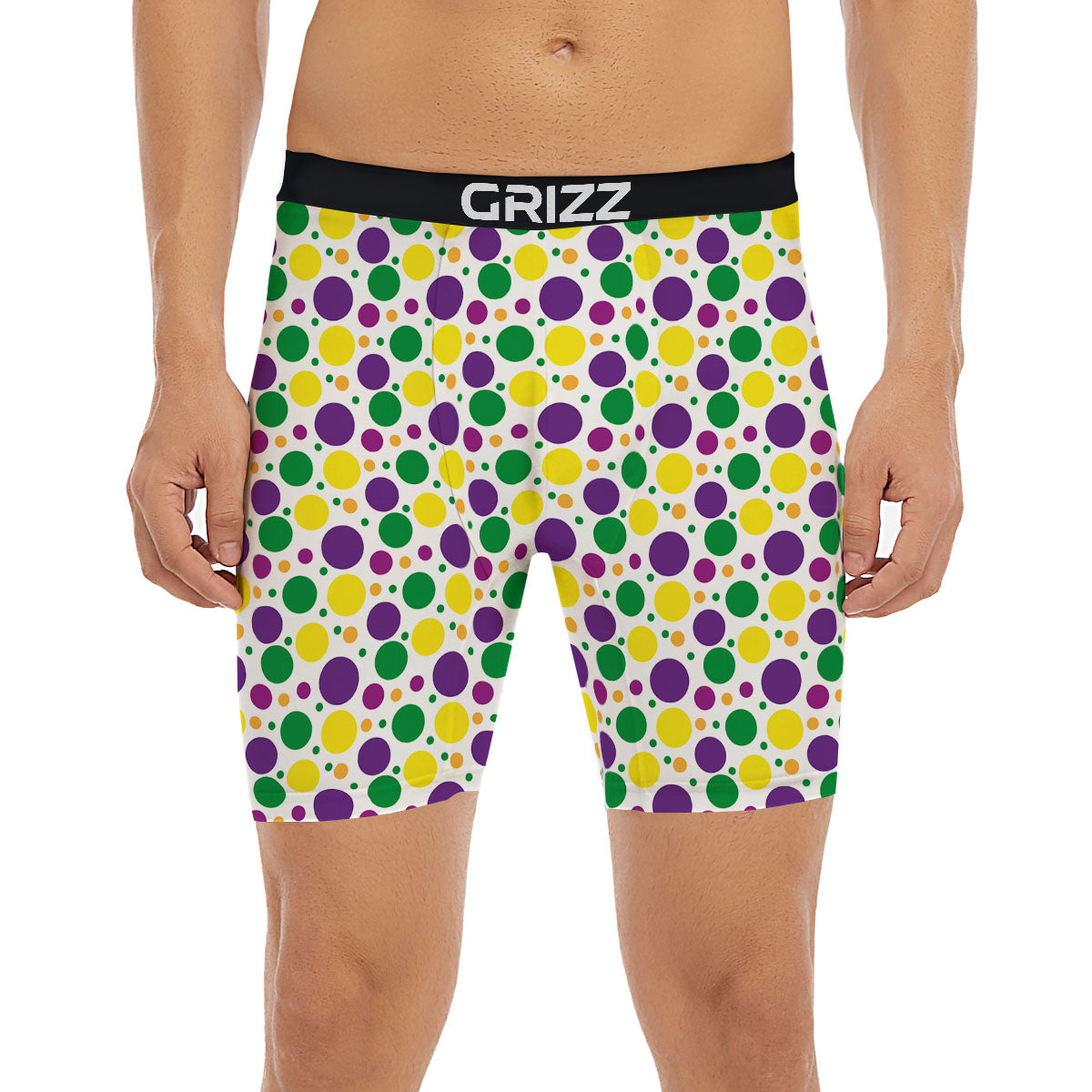 Polka Dot Mardi Gras Print Pattern Boxer Briefs-grizzshop