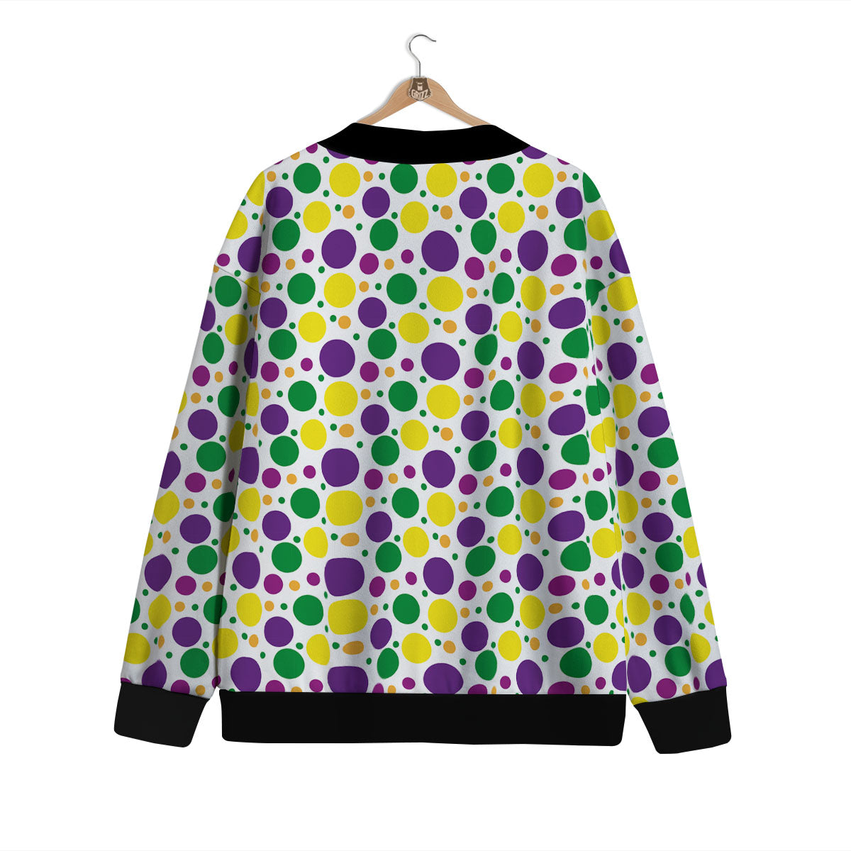 Polka Dot Mardi Gras Print Pattern Cardigan-grizzshop