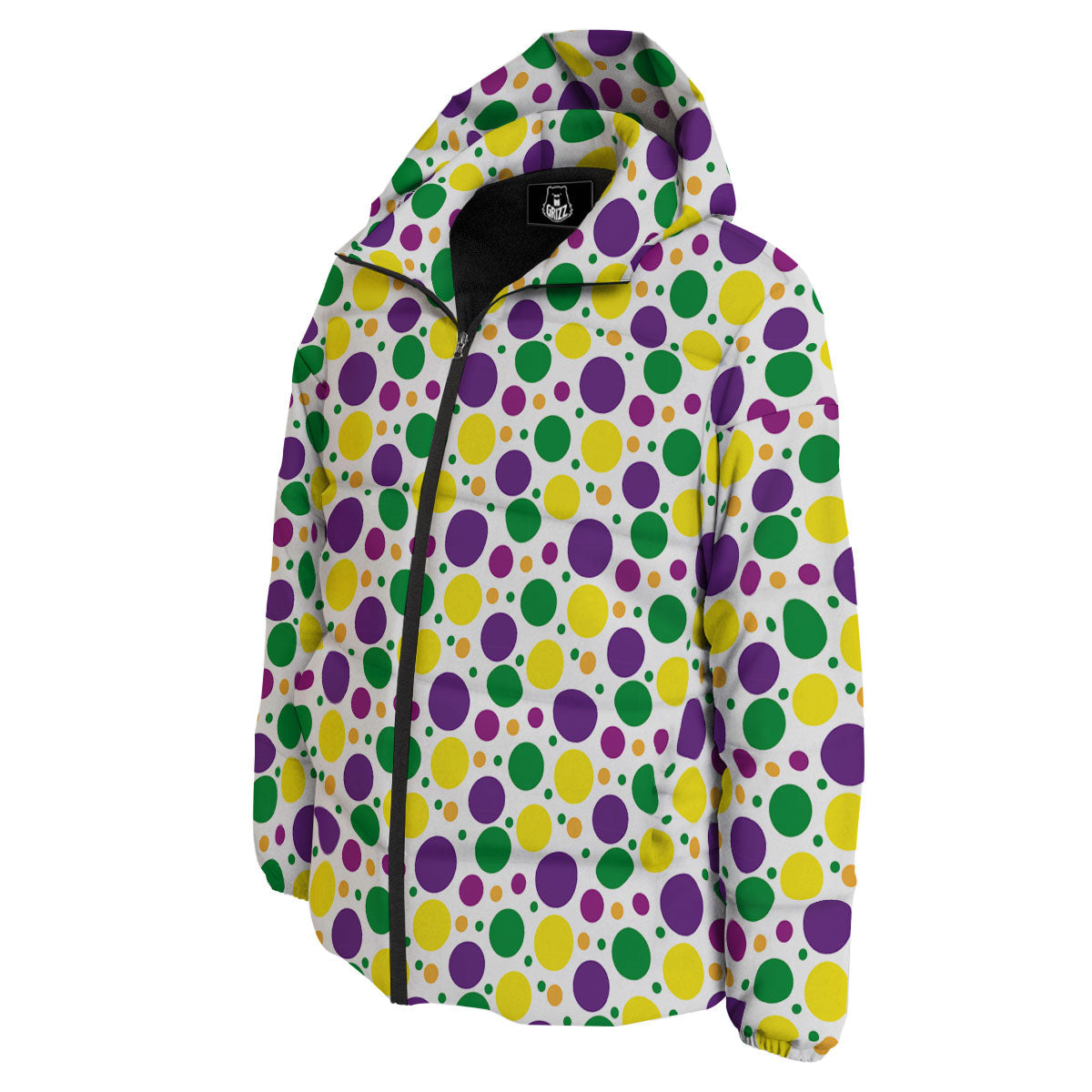 Polka Dot Mardi Gras Print Pattern Down Jacket-grizzshop