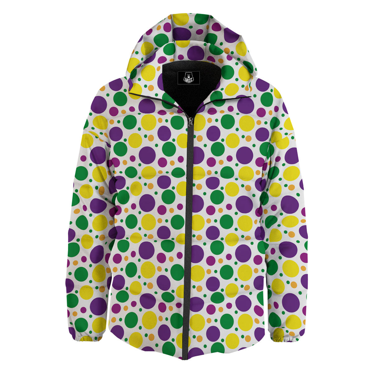 Polka Dot Mardi Gras Print Pattern Down Jacket-grizzshop
