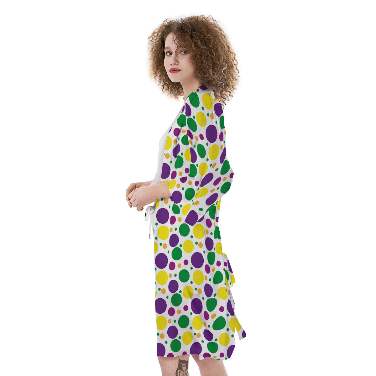 Polka Dot Mardi Gras Print Pattern Kimono-grizzshop