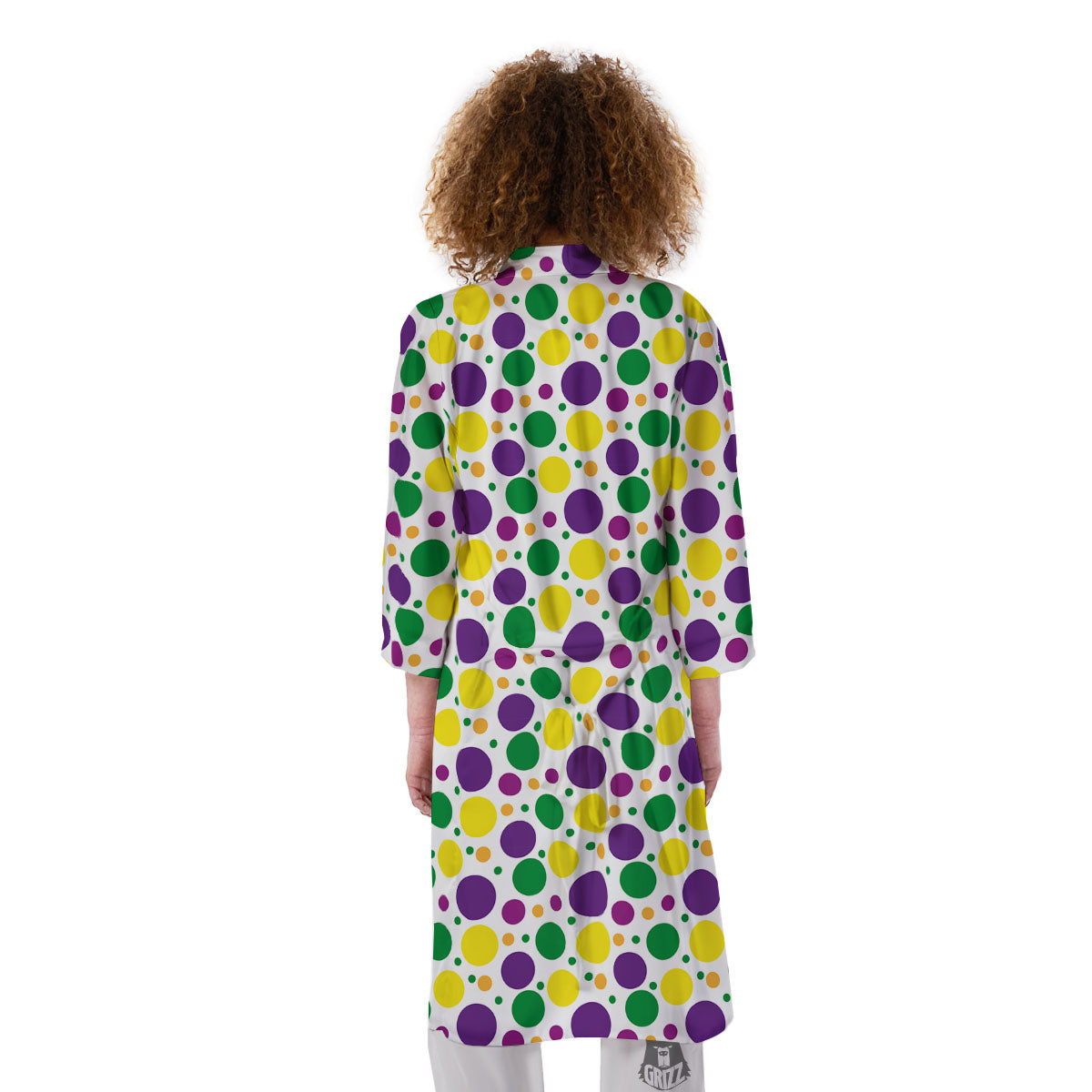 Polka Dot Mardi Gras Print Pattern Kimono-grizzshop