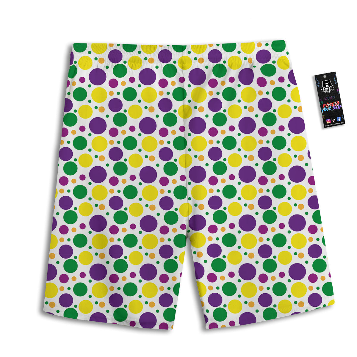Polka Dot Mardi Gras Print Pattern Men's Athletic Shorts