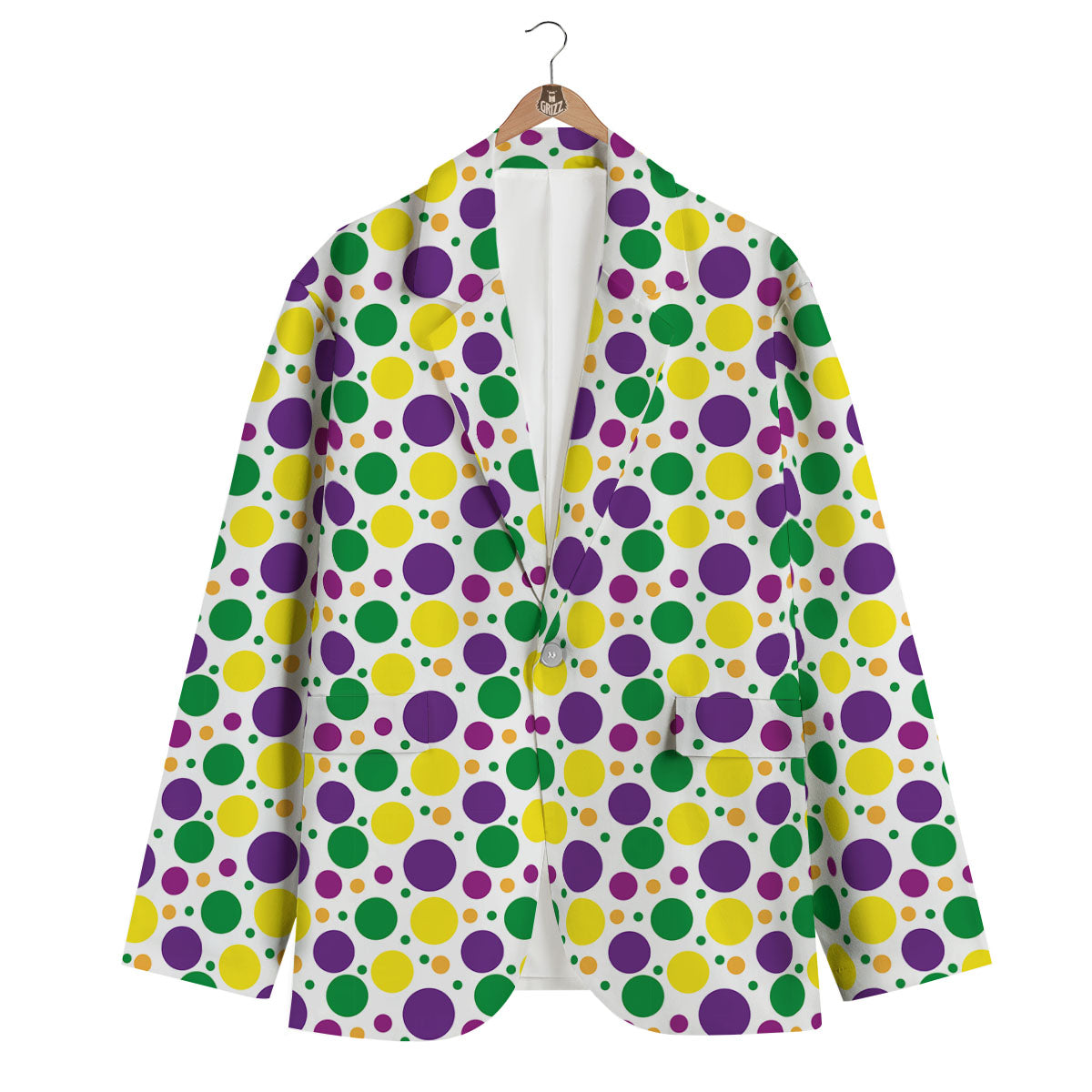 Polka Dot Mardi Gras Print Pattern Men's Blazer-grizzshop