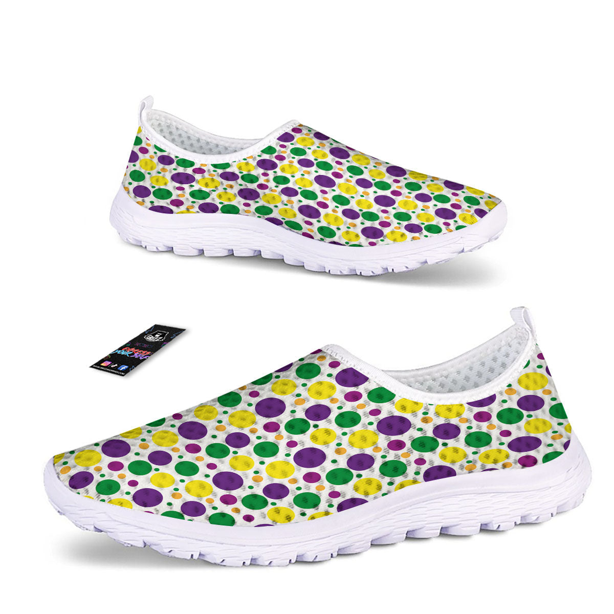 Polka Dot Mardi Gras Print Pattern Nurse Shoes-grizzshop