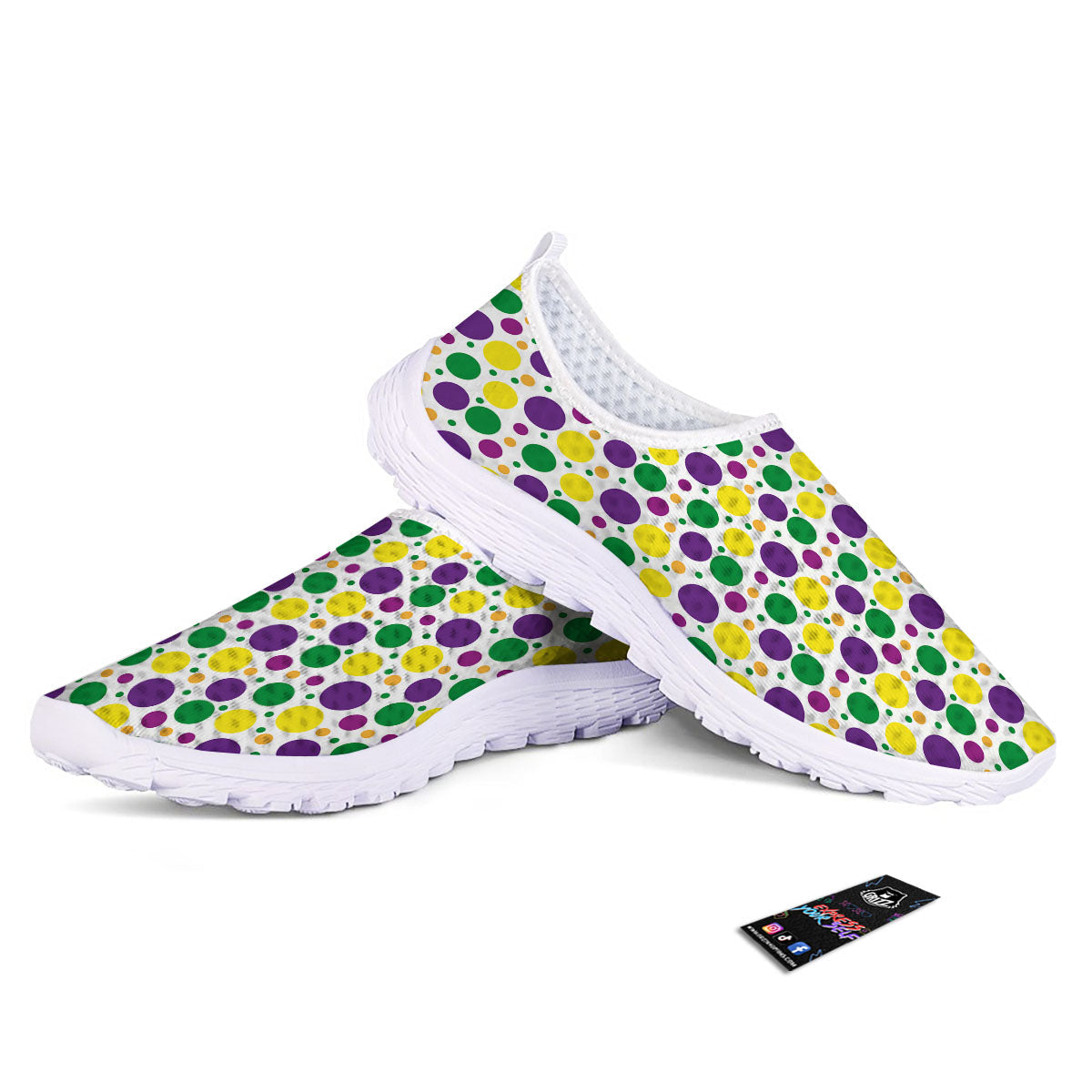 Polka Dot Mardi Gras Print Pattern Nurse Shoes-grizzshop