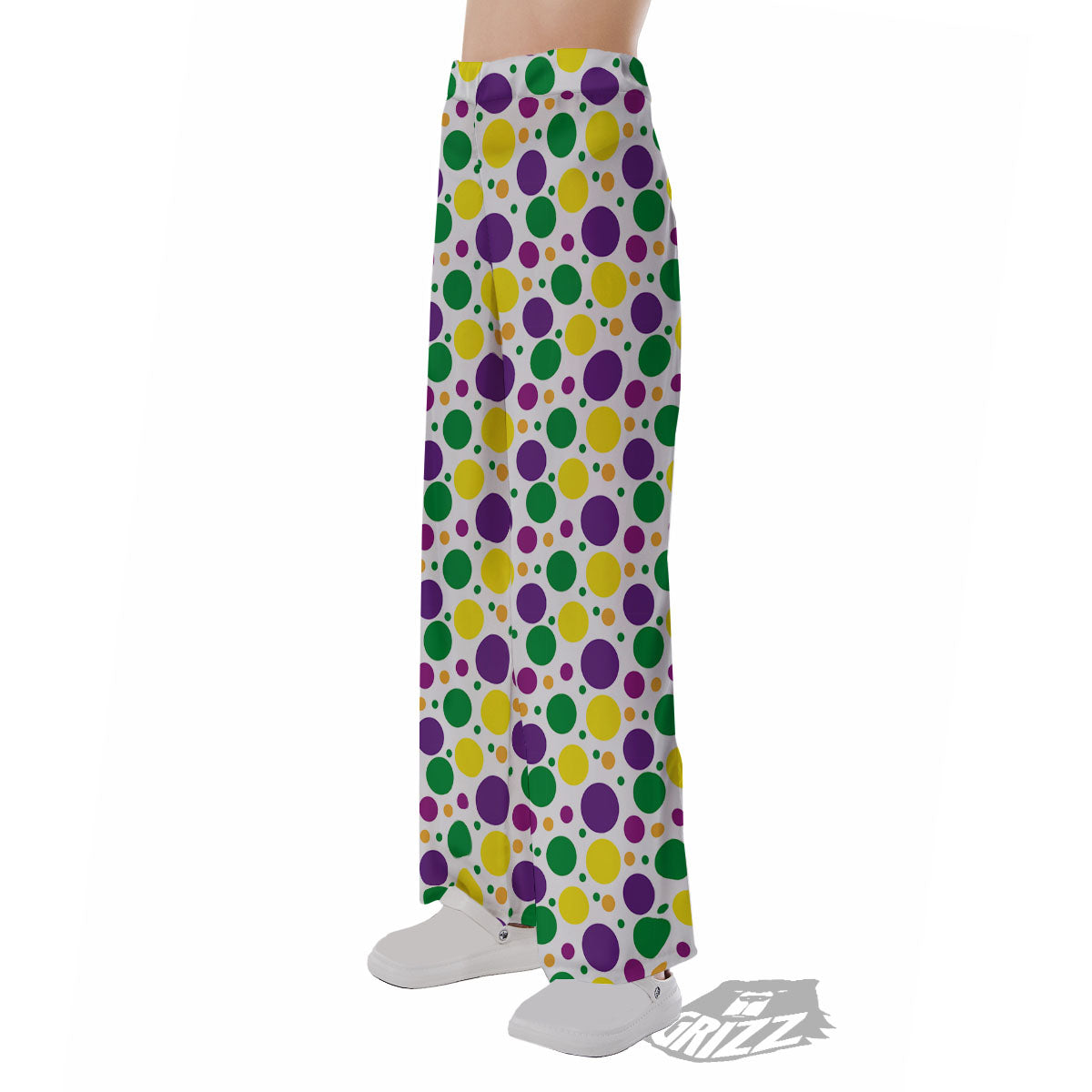 Polka Dot Mardi Gras Print Pattern Pajama Pants-grizzshop