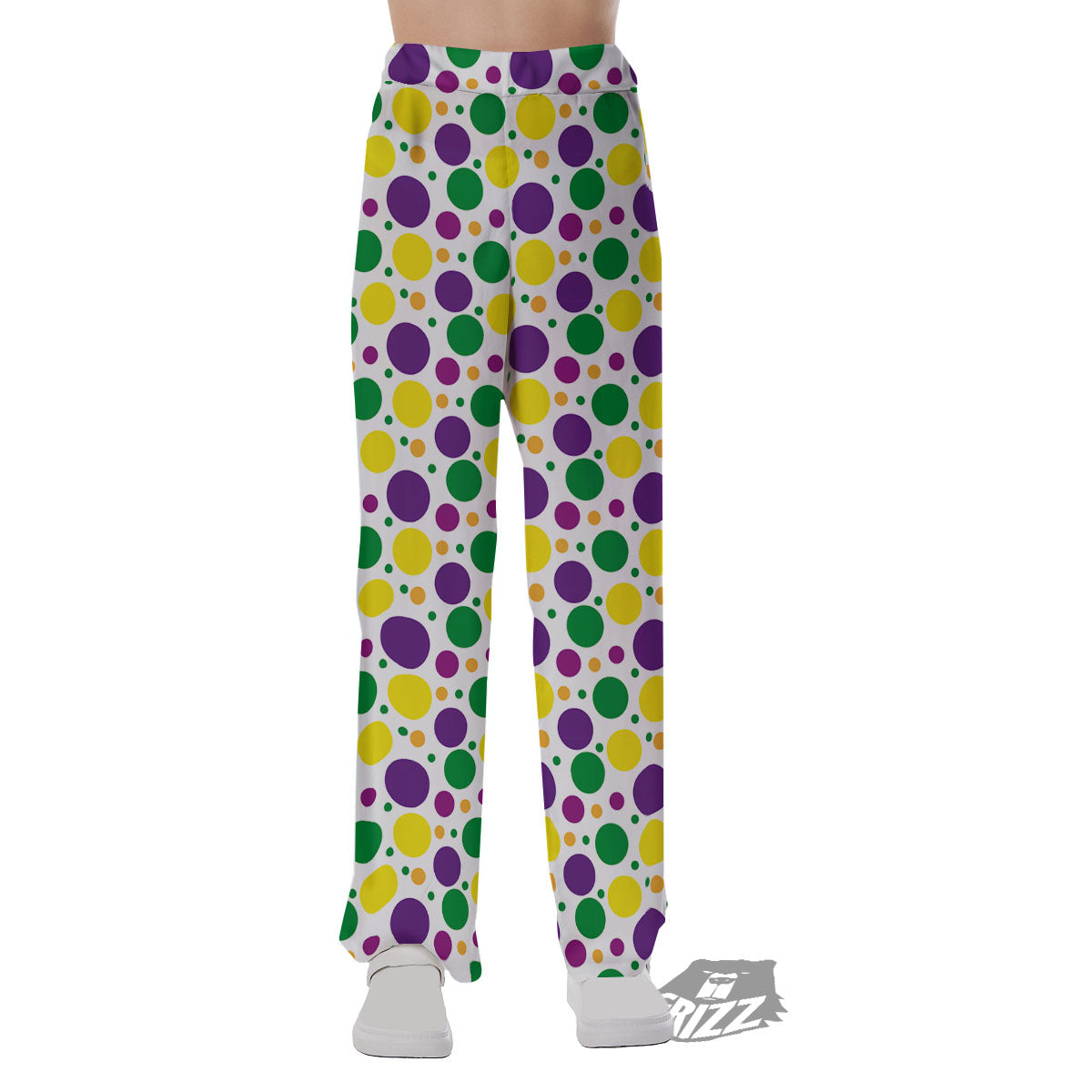 Polka Dot Mardi Gras Print Pattern Pajama Pants-grizzshop