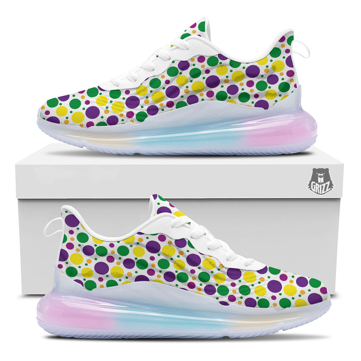 Polka Dot Mardi Gras Print Pattern Running Sneakers-grizzshop