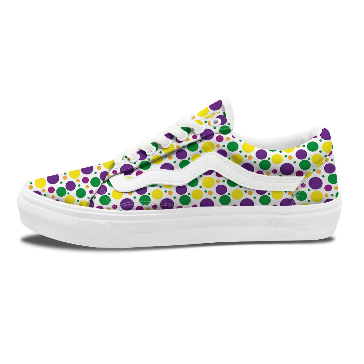 Polka Dot Mardi Gras Print Pattern Skate Shoes-grizzshop