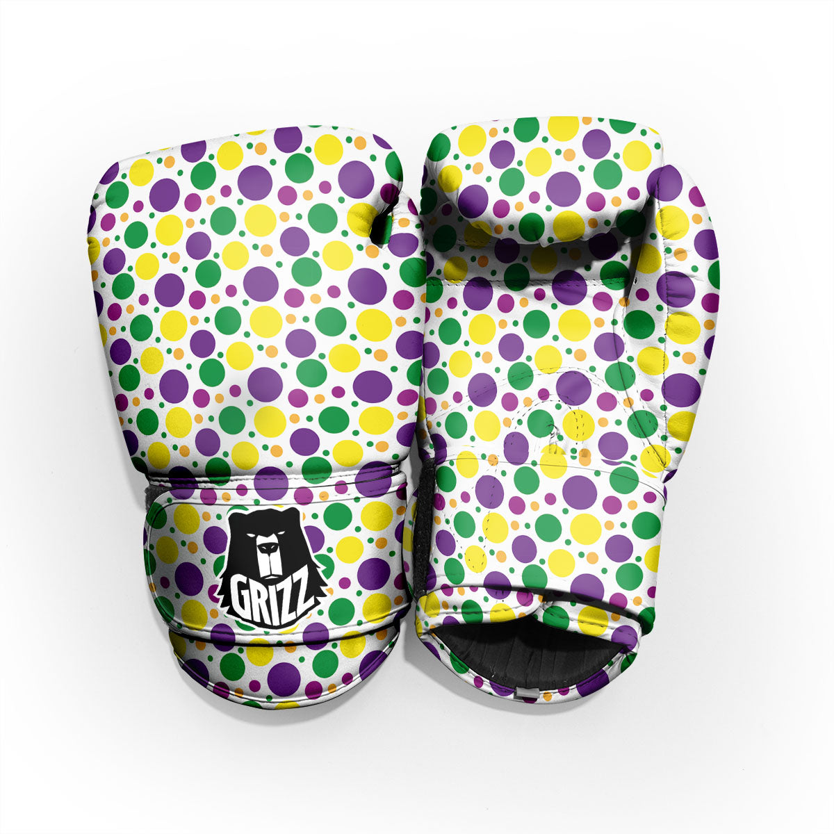 Polka Dot Mardi Gras Print Pattern Pro Boxing Glove