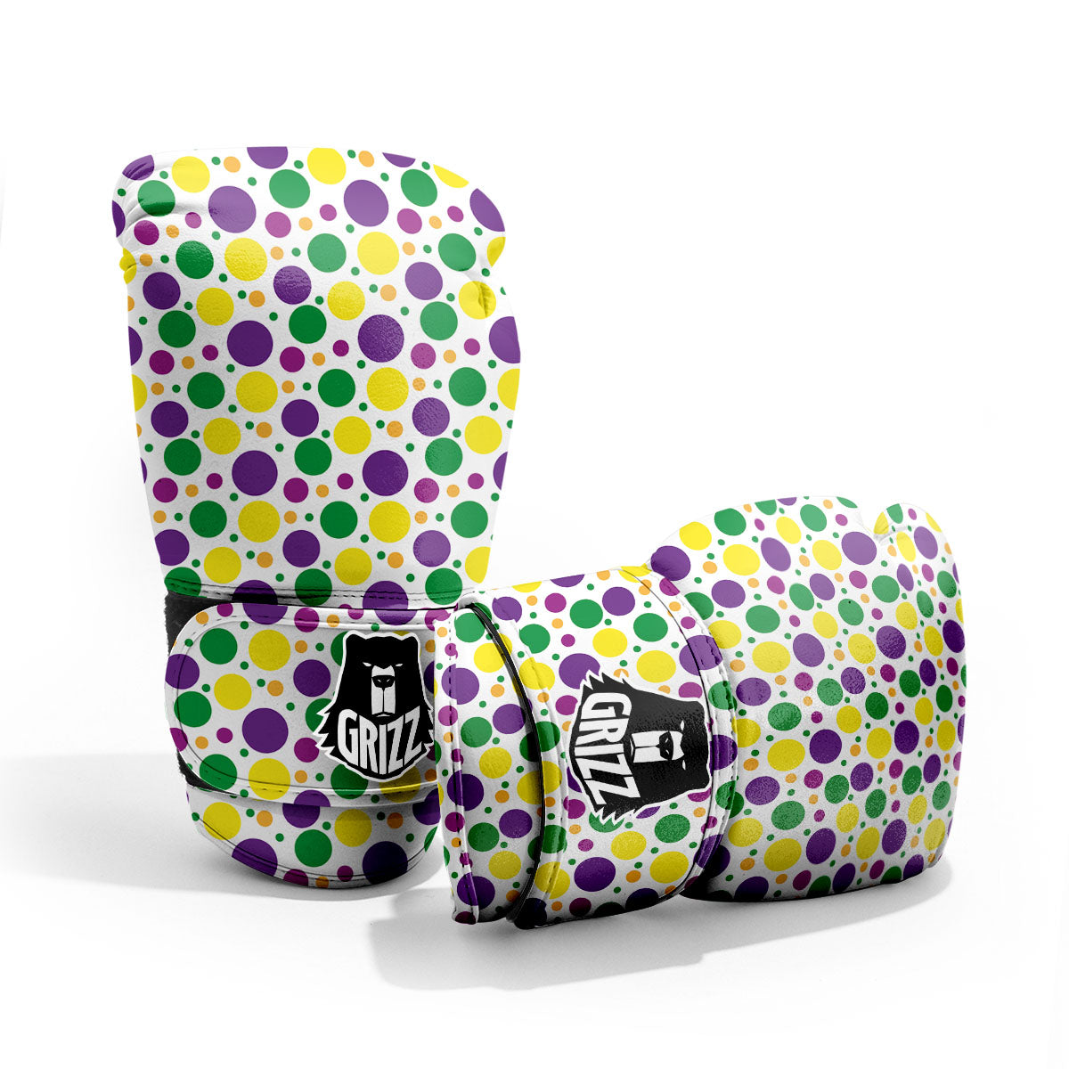 Polka Dot Mardi Gras Print Pattern Pro Boxing Glove