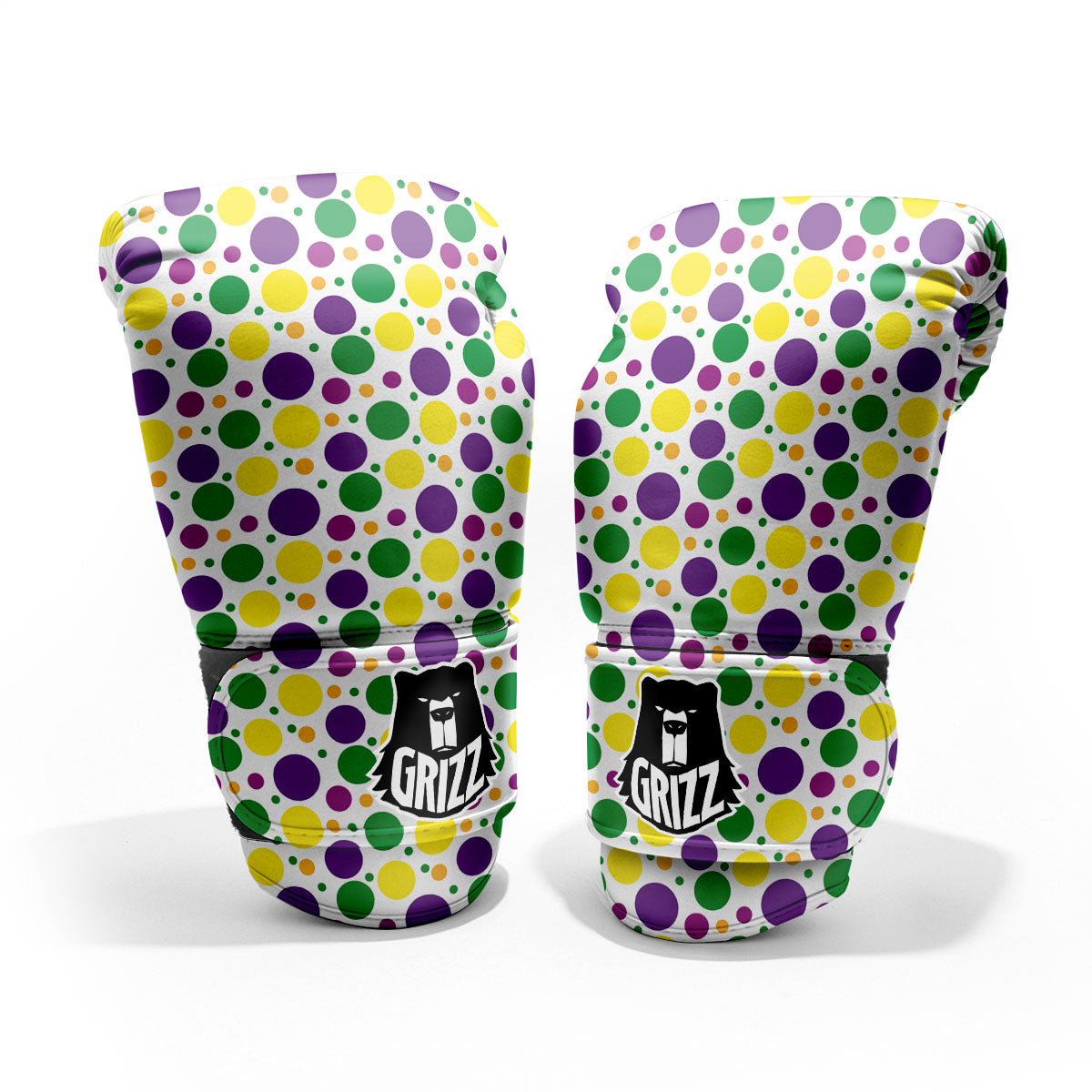 Polka Dot Mardi Gras Print Pattern Pro Boxing Glove