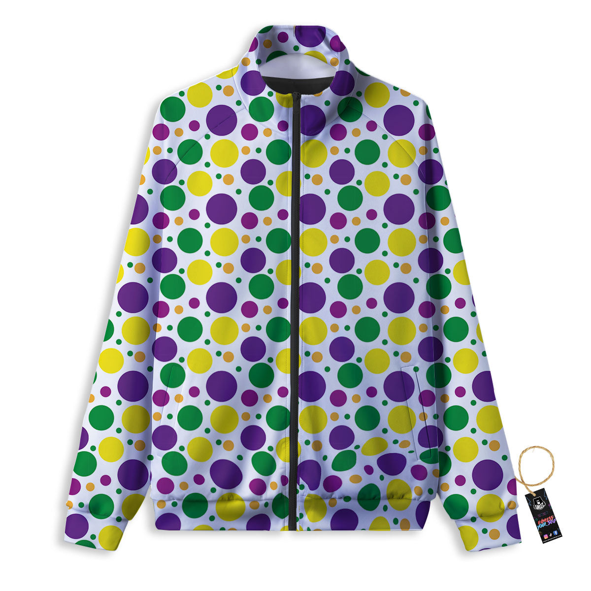 Polka Dot Mardi Gras Print Pattern Track Jacket-grizzshop