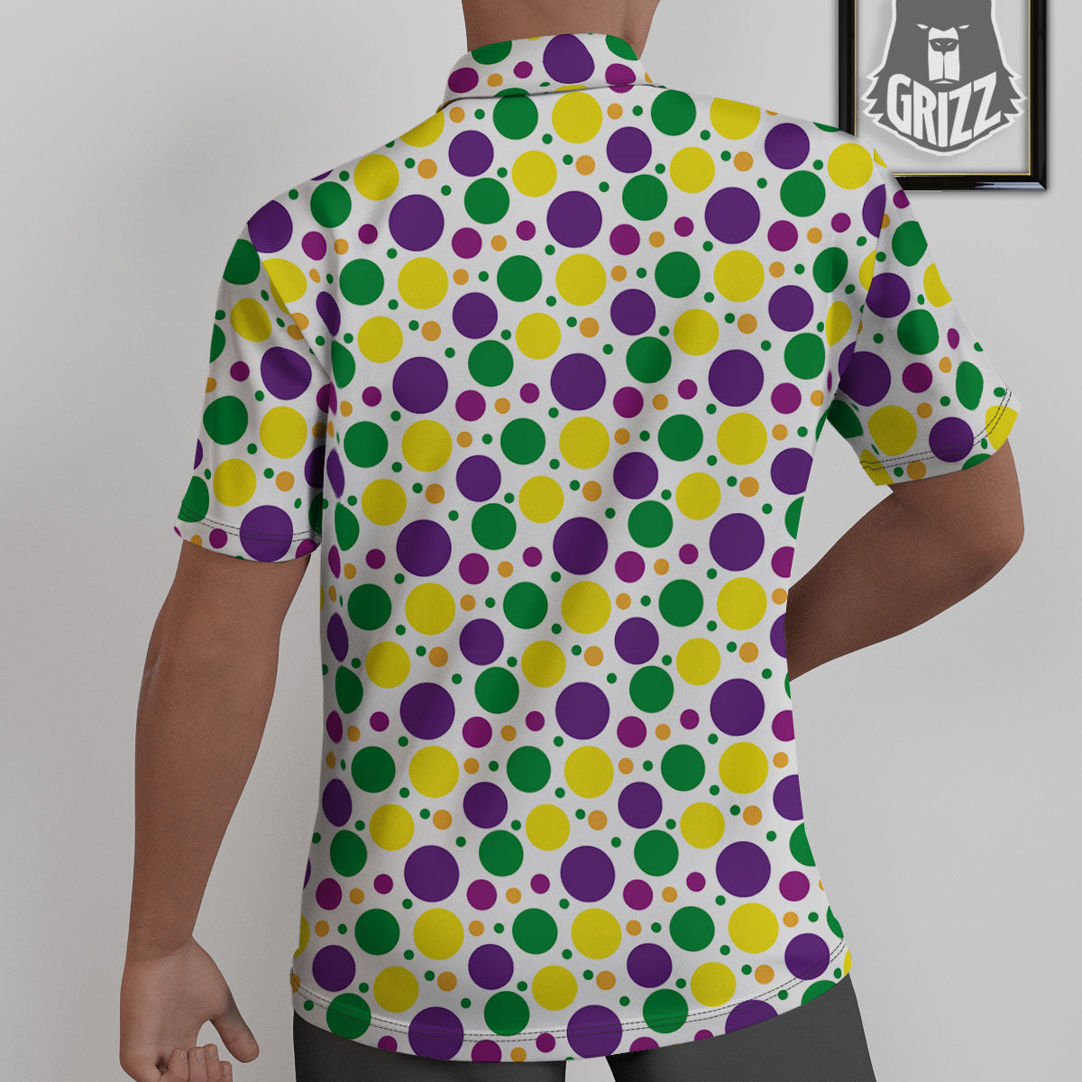 Polka Dot Mardi Gras Print Pattern Untucked Shirts-grizzshop