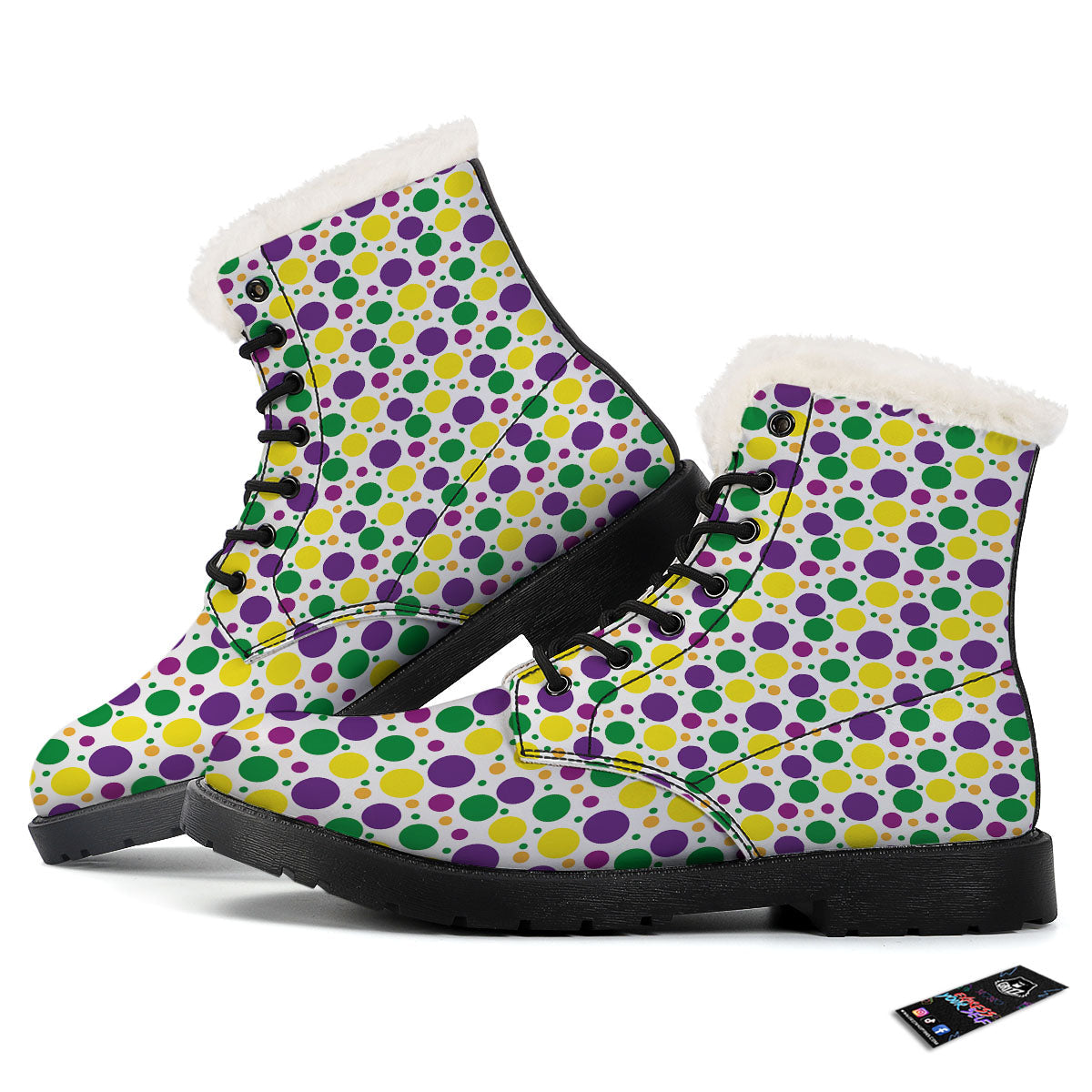 Polka Dot Mardi Gras Print Pattern Winter Boots-grizzshop