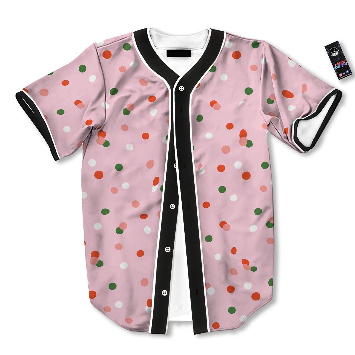 Polka Dot Merry Christmas Print Pattern Baseball Jersey-grizzshop