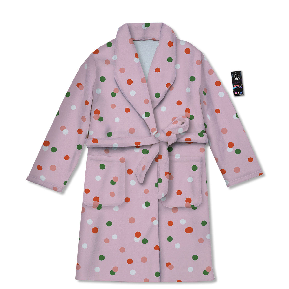 Polka Dot Merry Christmas Print Pattern Bathrobe-grizzshop