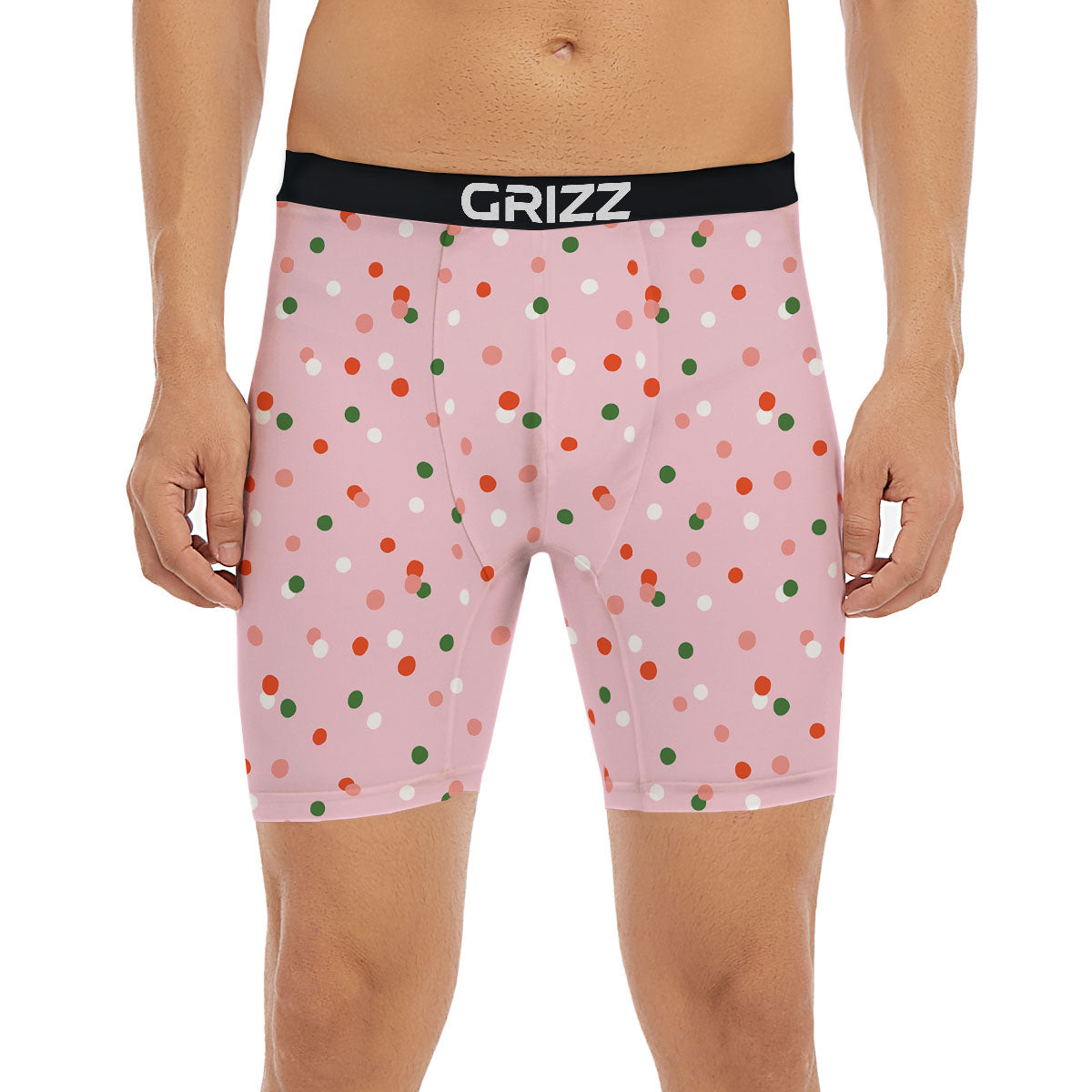 Polka Dot Merry Christmas Print Pattern Boxer Briefs-grizzshop