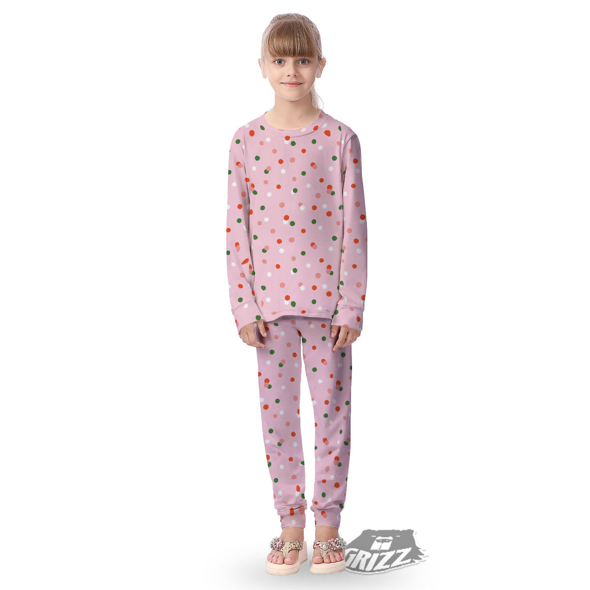 Polka Dot Merry Christmas Print Pattern Kid's Pajamas-grizzshop