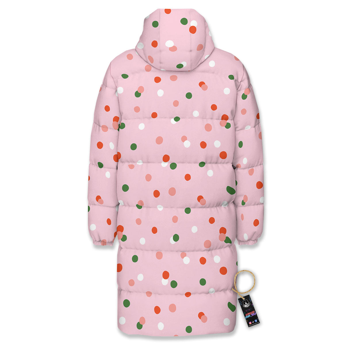Polka Dot Merry Christmas Print Pattern Long Down Jacket-grizzshop